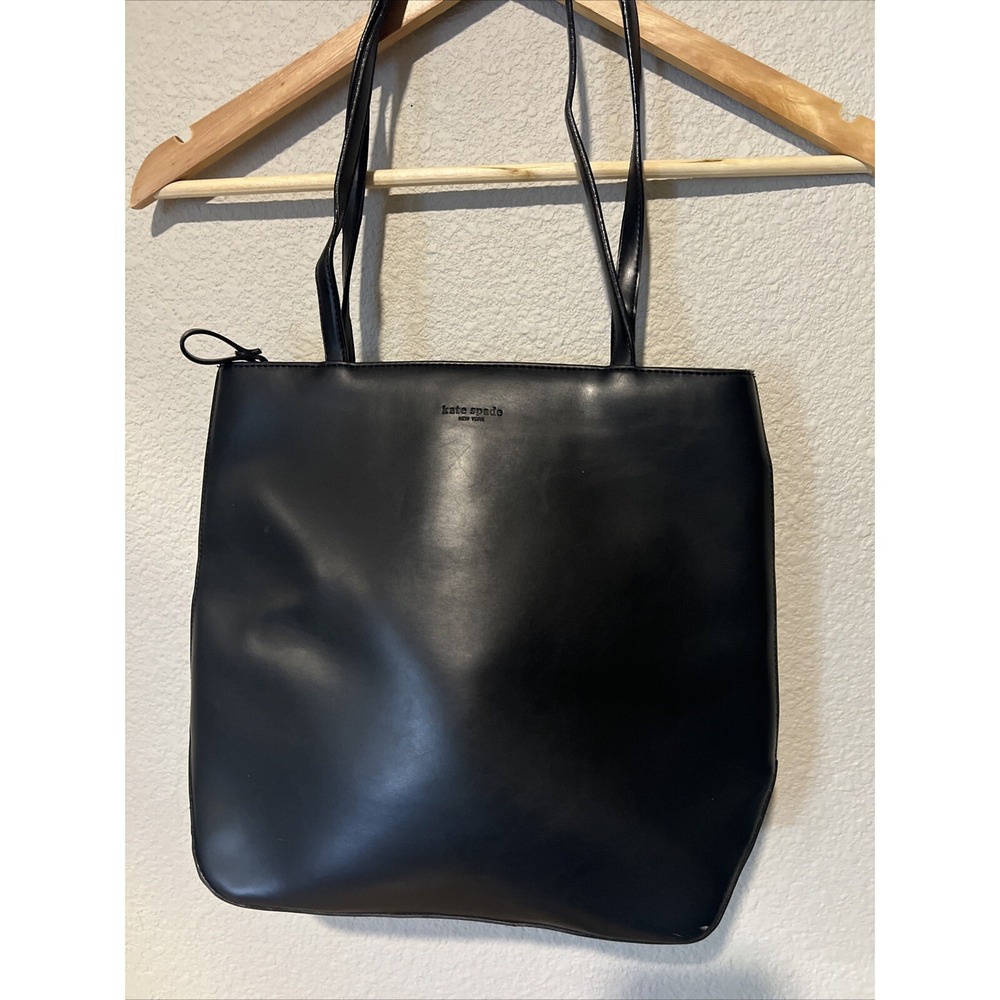 Kate Spade BLACK Leather Handbag Embossed Black Lettering On The Front